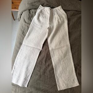 Reformation Linen Pleated Trousers - Light Beige
